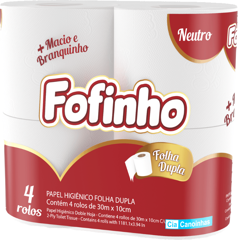PAPEL HIGIÊNICO FOLHA DUPLA 100% CELULOSE VIRGEM C/ 4 X 30 M